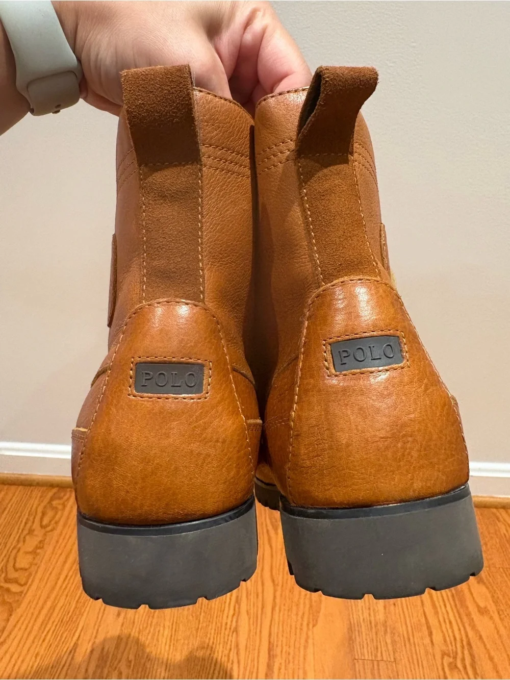 Polo Ralph Lauren Ranger Tumbled Leather Buckle Lug Sole Boots Mens Sz 9